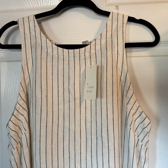 NWT A New Day Linen Blend Striped Sleeveless Shift Dress Women’s Medium White - Picture 3 of 10